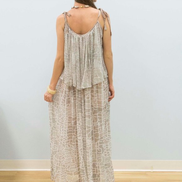 Beach Cover up BEIGE CHAMBRAY style - Picture 2 of 4